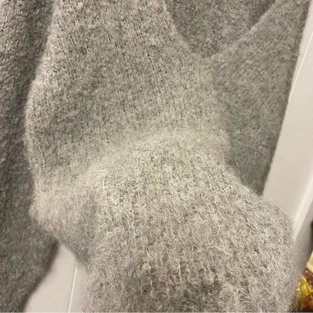 Lauren Manoogian Alpaca Hand Knit V Neck Sweater Grey Loomed Peru Slouchy Boxy - Picture 7 of 16